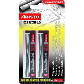 ARISTO Hi-Polymer tenké tuhy 2H 0.5mm 2 x 12ks