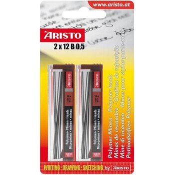 ARISTO Hi-Polymer tenké tuhy 2B 0.5mm 2 x 12ks