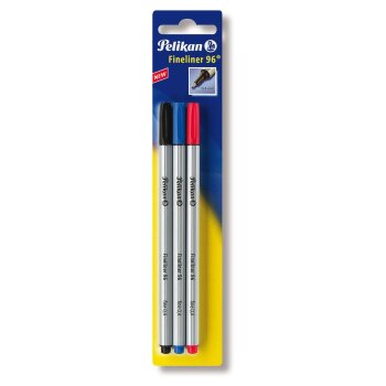 Pelikan Fineliner 96 schwarz,blau,rot, 3er Etui