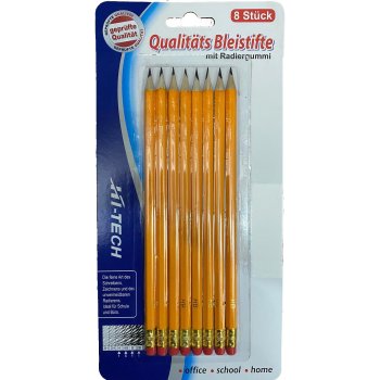 Hi-tech ceruzky s gumou 8 ks - lakované oranžovou...