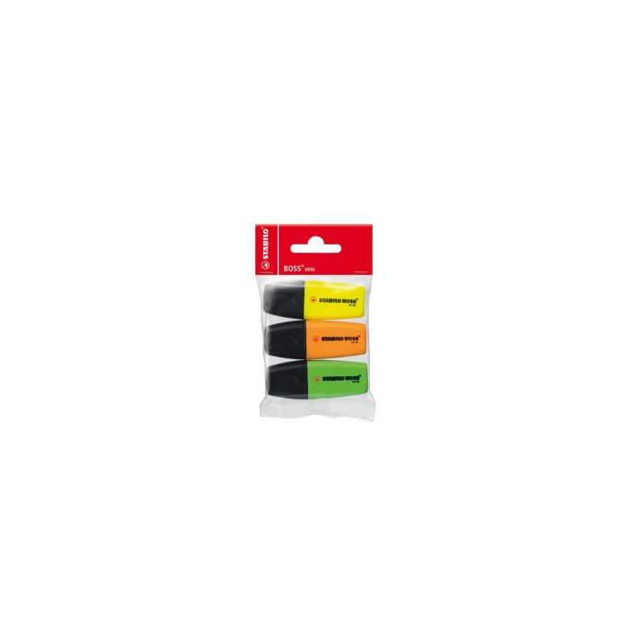 Textmarker - STABILO BOSS MINI 3er Pack - gelb, grün, orange