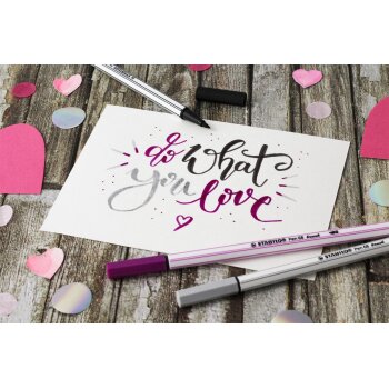 Premium-Filzstift mit Pinselspitze für variable Strichstärken - STABILO Pen 68 brush - 6er Pack - mit 6 verschiedenen Farben