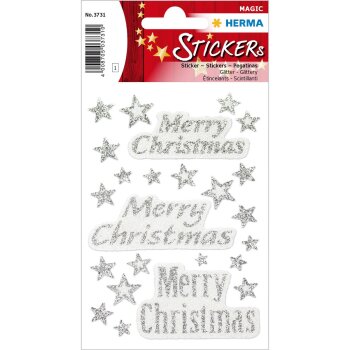 HERMA Weihnachts-Sticker CREATIVE Merry Christmas Glitter