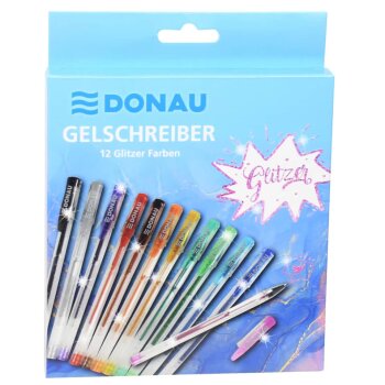 DONAU gelové pero s trblietkami - 12 ks