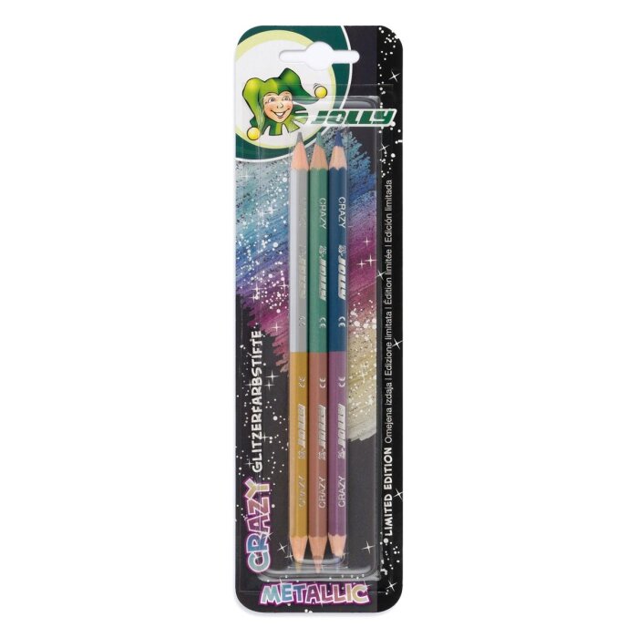 JOLLY Buntstifte CRAZY 3er Set Glitzerfarben