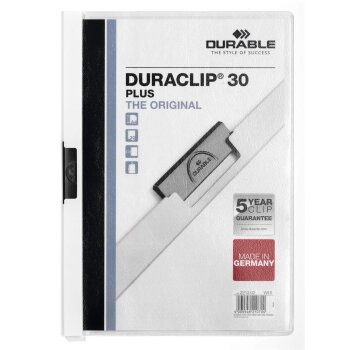 DURABLE DURACLIP 30 PLUS Klemmmappe DIN A4 weiß