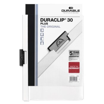DURABLE DURACLIP 30 PLUS Klemmmappe DIN A4 weiß