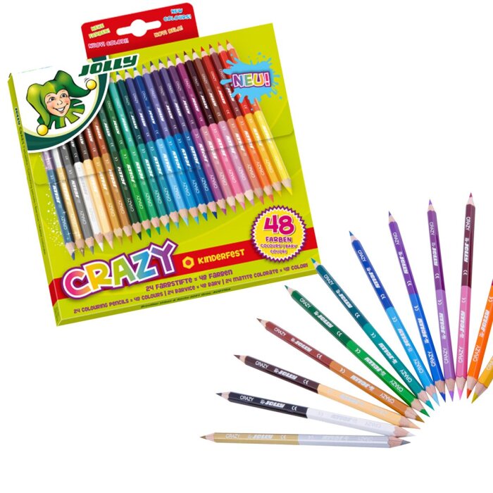 JOLLY Supersticks Crazy farebné pastelky - 24 obojstranných pasteliek obsahuje 48 farieb