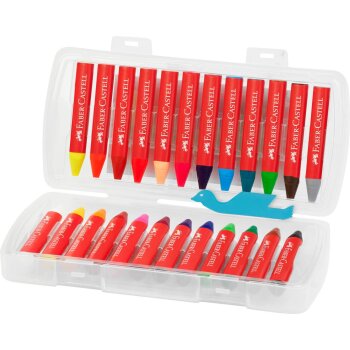 FABER-CASTELL Dreikant-Wachsmalkreide Jumbo, 24er Etui