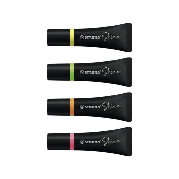 STABILO Shine - zvýrazňovač v tube - 4 ks v balení - žltá, oranžová, zelená, ružová