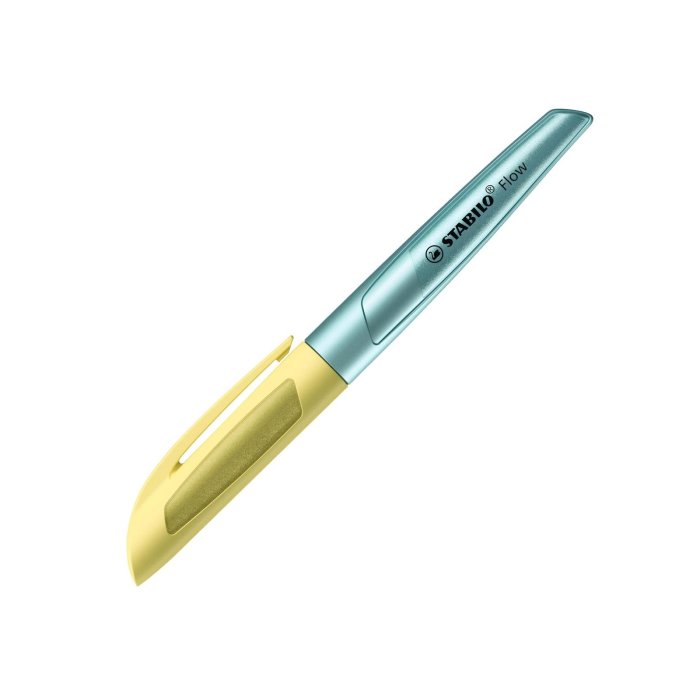 STABILO Flow COSMETIC - plniace atramentové pero vrátane náplne - samostatné v metalickej modro/žltej farbe
