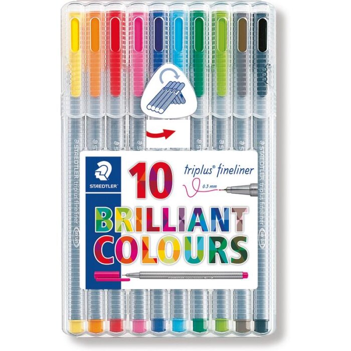STAEDTLER 334 triplus fineliner - Brilliant Colours - 10 ks v boxe