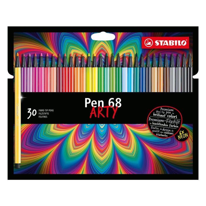 Premium-Filzstift - STABILO Pen 68 - ARTY - 30er Pack - mit 30 verschiedenen Farben
