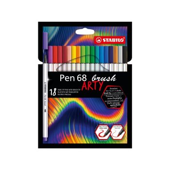 STABILO Pen 68 brush Arty - prémiová fixka s variabilným hrotom - 18 rôznych farieb