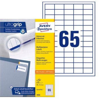 AVERY Zweckform Universal-Etiketten, 38 x 21,2 mm,...