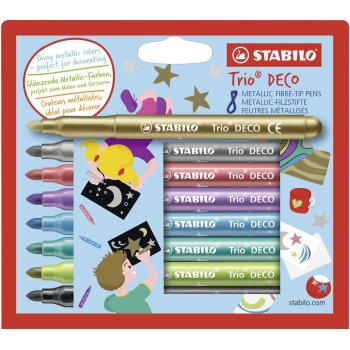 STABILO Trio DECO Metallic fixky, XL hrot - 8 rôznych farieb