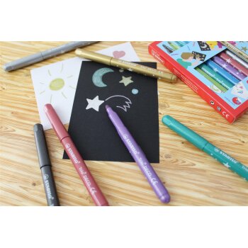 STABILO Trio DECO Metallic fixky, XL hrot - 8 rôznych farieb