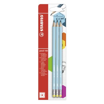 STABILO pencil 160 - ceruzka s gumou - tvrdosť HB - 3 ks