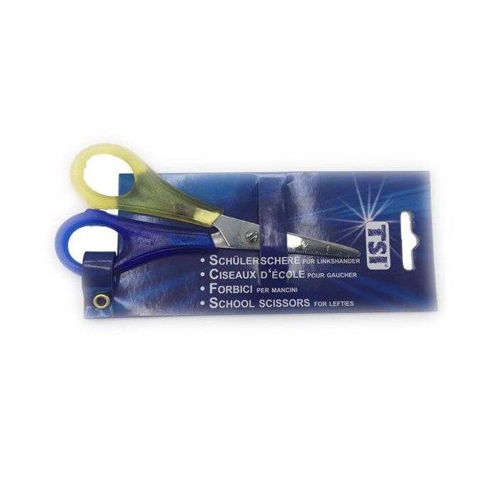 TSI Schülerschere 13 cm Spitz für Linkshänder - gelb/blau