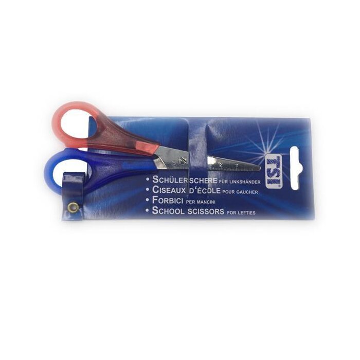 TSI Schülerschere 13 cm Spitz für Linkshänder - rot/blau