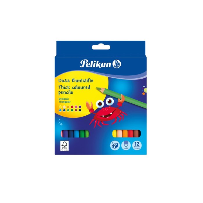 Pelikan Jumbo - trojhranné farbičky - 12 ks v kartonovej krabičke