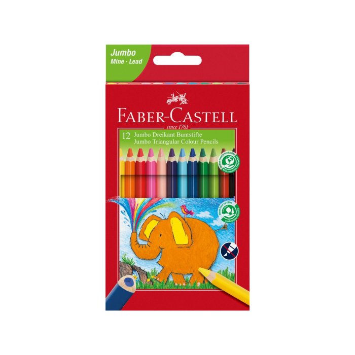 FABER-CASTELL trojhranné farbičky Jumbo - 12 rôznych farieb