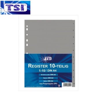TSI 10-dielny register PP, A4 - šedej farby, 1-10