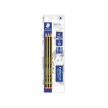 STAEDTLER Noris 120 Bleistifte HB 3er + Radierer
