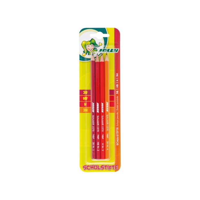 JOLLY školské ceruzky - 3B / HB / H / 3H - 4ks