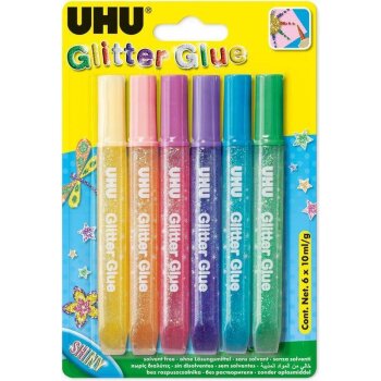 UHU Glitter Glue Shiny glitrové lepidlo - 6 x 10...