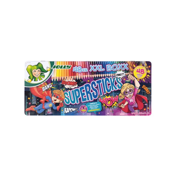 JOLLY Supersticks XXL BOXX farbičky - 48 farieb "Superheros"