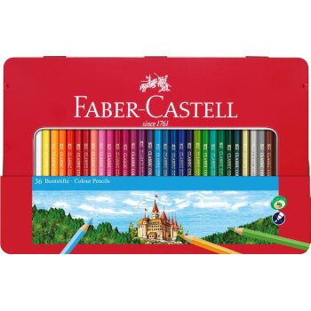 FABER-CASTELL Hexagonal-Buntstifte CASTLE, 36er Metalletui
