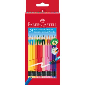 FABER-CASTELL Buntstifte radierbar, 24er Kartonetui
