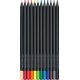 FABER-CASTELL Dreikant-Buntstifte Black Edition, 12er Etui