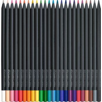 FABER-CASTELL Dreikant-Buntstifte Black Edition, 24er Etui