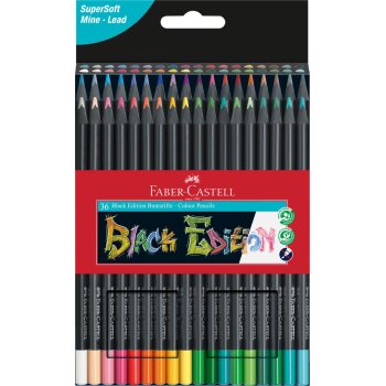 FABER-CASTELL Dreikant-Buntstifte Black Edition, 36er Etui