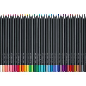FABER-CASTELL Dreikant-Buntstifte Black Edition, 36er Etui
