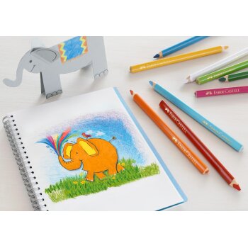 FABER-CASTELL Dreikant-Buntstifte Jumbo, 6er Etui