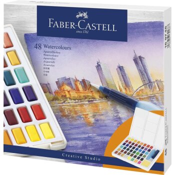 FABER-CASTELL Aquarellfarbe in Näpfchen, 48er Etui