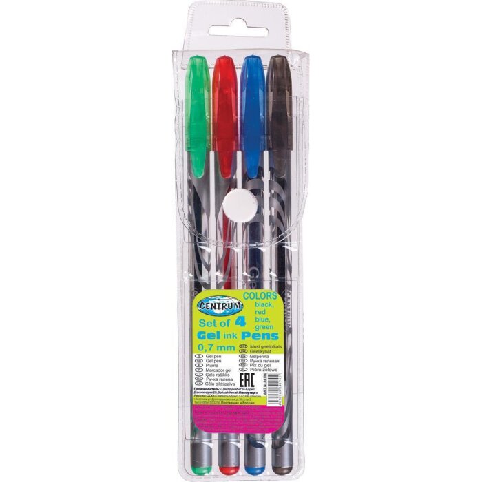 CENTRUM gelové perá 0,7 mm - sada 4 ks
