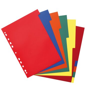 herlitz Kunststoff-Register, blanko, A4, farbig, 10-teilig