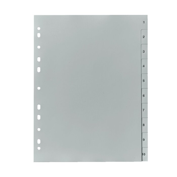 herlitz plastový rozraďovač - číslovaný - A4 - 10-dielny - sivý