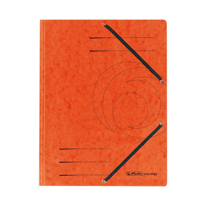 herlitz prešpánový 3 chlopňový obal easy orga s gumičkou, A4 - oranžový