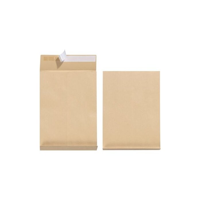 herlitz poštová taška s krížovým dnom 4 cm, C4, 130 g, samolepiaca, s odtrhávacím prúžkom, bočné záhyby - 5 ks - hnedá