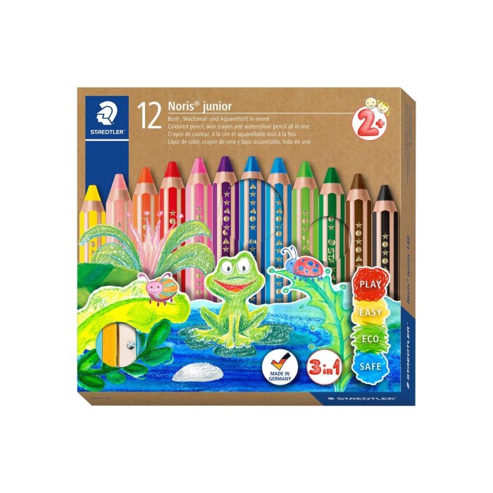 STAEDTLER 140 Noris junior - detská šesťhranná farbička - 12 rôznych farieb + strúhadlo