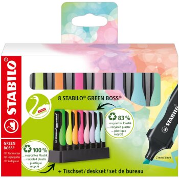 Umweltfreundlicher Textmarker - STABILO GREEN BOSS 8er...