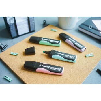 Umweltfreundlicher Textmarker - STABILO GREEN BOSS 8er Tischset - mit jeweils 4 verschiedenen Pastell- und Leuchtfarben