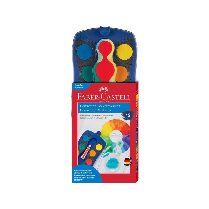 FABER-CASTELL - CONNECTOR - krycie farby - 12 farieb - modrá paleta