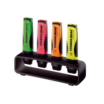 STABILO BOSS EXECUTIVE - premium - zvýrazňovač - 4 ks v stolovom balení - zelená, ružová, oranžová, žltá