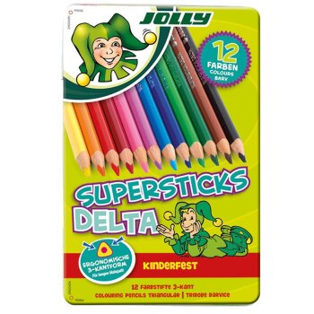 JOLLY pastelky Supersticks Delta - 12 farieb v kovovom...
